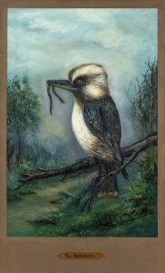 ARTIST UNKNOWN, The Kookaburra, gouache, titled lower centre, ​​​​​​​44 x 29cm, 77 x 51cm overall