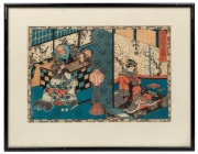 An antique Japanese woodblock print, Meiji period, 19th century, ​​​​​​​24 x 36cm