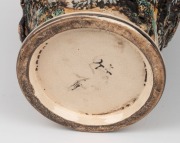 An antique Japanese lidded urn, intricately decorated with applied and raised scene of figures in landscape, Meiji Period, 19th/20th century, seal mark to base, 52cm high - 5