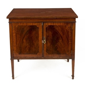 A Sheraton Revival two door mahogany cabinet, 20th century, ​​​​​​​77cm high, 76cm wide, 51cm deep