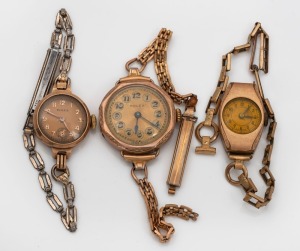 Three assorted vintage wristwatches including two gold cased lady's ROLEX examples, mid 20th century