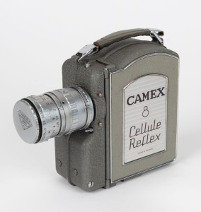 ERCSAM SA: Reflex 8 Camex 8 Cellule Reflex 8mm movie camera [#56079], c. 1960, with Ang&eacute;nieux-Zoom Type K2 7.5-35mm f1.8 lens and metal lens cap.