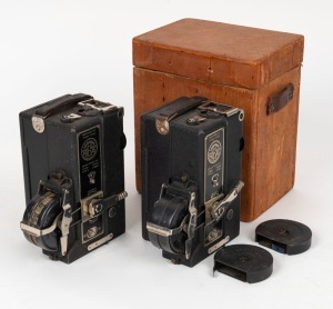 CAMERA & PROJECTOR: Two c. 1930 Midas combined movie camera/projectors, one of which in wooden box. (2 movie cameras)