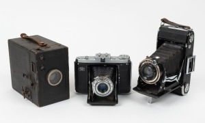 ZEISS IKON: Group of three cameras - one c. 1927 Box Tengor&nbsp;756, one c. 1937 Nettar 515/2, and one c. 1949 Nettar&nbsp;518/16. (3 cameras)