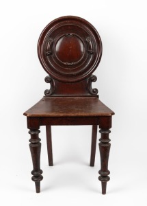 An antique English mahogany hall chair, 19th century