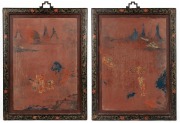Two antique Chinese lacquered panels, 19th/20th century, ​​​​​​​63 x 47cm each overall