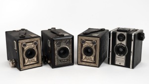 VARIOUS MANUFACTURERS: Group of four c. 1940s box cameras - one Coronet D-20, one Australian-made Foster Swiftshot, and two Lexa Lexa 20 models. (4 cameras)
