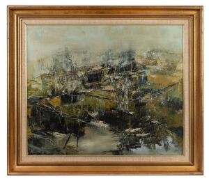 ALEX GRAHAME ANDREWS (born 1947), Abandoned Quarry, oil on board, signed and dated lower left, ​51 x 61cm.