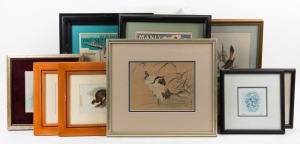 Twelve assorted framed prints and artworks, ​​​​​​​the largest 41 x 34cm overall