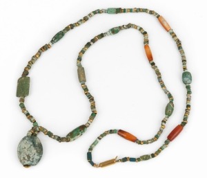 An Egyptian faience and coral bead necklace with gold spacers and clasp, unknown age, ​​​​​​​50cm long