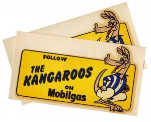 c1964 Mobil "Weg Mobilgas VFL Club Mascots Decals", two almost complete sets [each 9/12]. Fair/VG. Rarity 6.