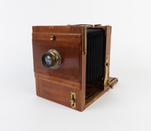 5 x 7" plate tailboard camera with Rhaco&nbsp;Doppel&nbsp;Anastigmat 180mm f5.5 brass lens.