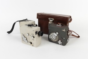 PATH&Eacute;: Three c. 1950s 9.5mm movie cameras - one National II in leather case with instruction booklet and two film cartridges, together with two Path&eacute;scope Prince models. (3 movie cameras)