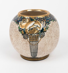 An Austrian porcelain vase by ERNST WAHLISS with hand-painted rose decoration, stamped "Vienna", ​​​​​​​12cm high