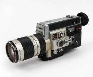 CANON: Auto Zoom 1014 Electronic Super-8 movie camera, c. 1973, with Macro 7-70mm f1.4 lens.