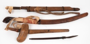 Four assorted tribal weapons including a Kris, South East Asian origin, 20th century, ​​​​​​​the largest 73cm long