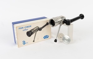 SOM BERTHIOT: Pan Cinor Reflex 10-30mm f2.8 lens with viewfinder, two metal lens caps, and maker's box.