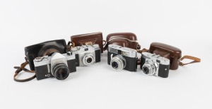 VARIOUS MANUFACTURERS: Group of four cameras, each in matching leather case - one Agfa Silette, one Tokiwa Seiki 1958-type Firstflex 35, one Voigtl&auml;nder Vito B, and one Voigtl&auml;nder&nbsp;Vito CL. (4 cameras)