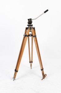 MILLER: Australian-made c.&nbsp;1960s wooden tripod with Miller Professional Fluid Action pan/tilt head, approx. 1.6m at highest setting.