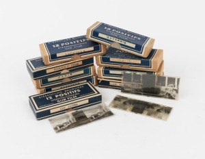 ST&Eacute;R&Eacute;OFILMS BRUGUI&Egrave;RE: Group of nine boxes of twelve c. 1950s&nbsp;10.5 x 4.5cm plastic stereo film slide sets, featuring views of Paris, Lourdes, the Vatican, and others. (108 items)