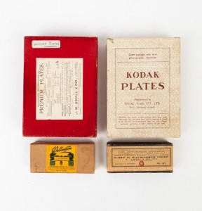 Four boxed sets of unused photographic glass plates, two with dimensions 17.5 x 13 x 2.5cm, the other two with dimensions 11.5 x 5 x 2cm. (4 items)