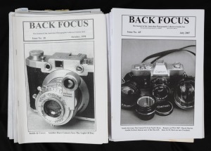Seventy-five issues of the 'Back Focus' journal of the Australian Photographic Collectors Society, with publication dates spanning July 1992 to June 2009. (75 items)