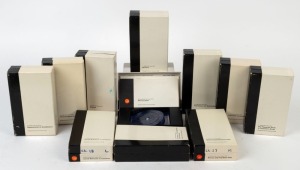 Eleven individually-boxed Super-8 educational films issued by 'Biological Sciences Curriculum Study', with such titles as 'Social Behaviour in Chickens', 'Mimicry', and 'The Peppered Moth: A Population Study'. (11 items)