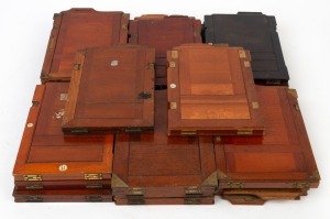 Twenty 4&frac34; x 6&frac12;" mahogany and brass double-dark slides. (20 items)