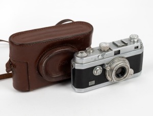 OPL: Foca&nbsp;(***) PF3 rangefinder camera [#57.177B], c. 1950s, with Oplar 50mm f3.5 lens and maker's leather case.