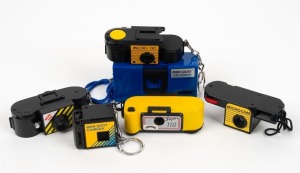 VARIOUS MANUFACTURERS: Six c. 1980s 110 film cameras - one Fun Gear, one Micro 110, one Microcam, one Mini 110, one Mini-Shot Camera, and one Super 110. (6 cameras)