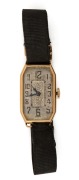 INVICTA&nbsp;lady's Art Deco wristwatch in 18ct yellow gold case, on black silk band, ​​​​​​​dial 2.5cm high