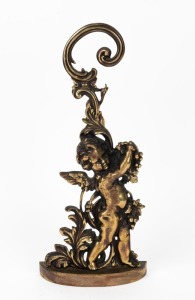 A cast bronze cherub doorstop, 19th century, 46cm high