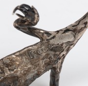 An Australian silver frill necked-lizard ornament mounted on Queensland boulder opal specimen base, signed (illegible),&nbsp; 11cm high, 17cm wide - 7