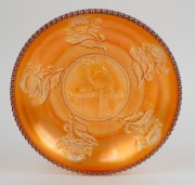 A marigold carnival glass kookaburra and waratah fruit bowl, ​​​​​​​28.5cm diameter - 2