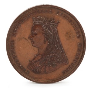 MELBOURNE CENTENARY INTERNATIONAL EXHIBITION, 1888: Bronze medallion awarded to W. King Esq., ​​​​​​​75mm