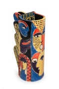 BARBARA SWARBRICK&nbsp;art pottery vase with hand-painted face decoration. incised "Barbara Swarbrick, 1987" with monogram stamp, 26cm high