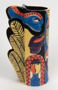 BARBARA SWARBRICK&nbsp;art pottery vase with hand-painted face decoration. incised "Barbara Swarbrick, 1987" with monogram stamp, 26cm high - 2