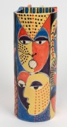 BARBARA SWARBRICK&nbsp;art pottery vase with hand-painted face decoration. incised "Barbara Swarbrick, 1987" with monogram stamp, 26cm high - 3