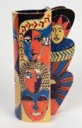 BARBARA SWARBRICK&nbsp;art pottery vase with hand-painted face decoration. incised "Barbara Swarbrick, 1987" with monogram stamp, 26cm high - 4