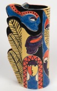 BARBARA SWARBRICK&nbsp;art pottery vase with hand-painted face decoration. incised "Barbara Swarbrick, 1987" with monogram stamp, 26cm high - 6