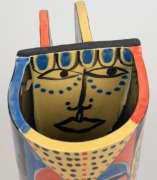 BARBARA SWARBRICK&nbsp;art pottery vase with hand-painted face decoration. incised "Barbara Swarbrick, 1987" with monogram stamp, 26cm high - 7