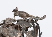 WILLIAM EDWARDS of Melbourne impressive Australian silver mounted emu egg casket adorned with Aboriginal hunting figure, kangaroos, emu, cockatoo and possum, 19th century, stamped "W. EDWARDS, MELBOURNE", 27cm high, 24cm wide, 784 grams total including eg - 7