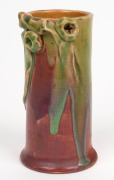 REMUED&nbsp;pottery vase with applied gumnuts and leaf, glazed in pink and green, incised "Remued&nbsp;Hand Made", 16cm high&nbsp;&nbsp; - 4