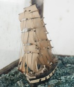 An antique folk art tall ship diorama in original timber case, 19th century, ​​​​​​​27cm high, 44cm wide, 24cm deep - 5