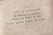 An Australian sterling silver presentation cigarette box engraved to the lid "To Dr C.S. Graham, in token of esteem from the staff of the Royal North Shore Hospital, 31.3.37". Dr Colin Spencer Graham, M.B Ch.M, received his certificate 4948 on 27th Septem - 3