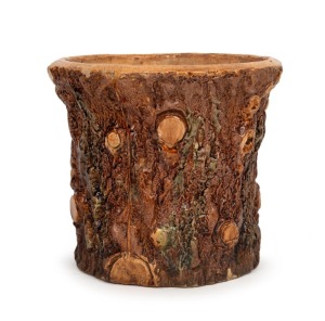 237 · An antique Australian pipeworks pottery tree stump jardiniere, 19th/20th century, 25cm high, 27cm diameter