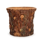 An antique Australian pipeworks pottery tree stump jardiniere, 19th/20th century, 25cm high, 27cm diameter