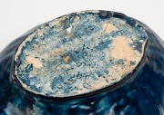 VALERIA CORRELL&nbsp;(attributed) impressive blue glazed hand-built pottery vase with fairy wren decoration, incised and dated to the interior (illegible), 16cm high, 30cm wide - 3