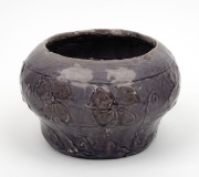VALERIA CORRELL&nbsp;mauve glazed hand-built pottery vase with pansy&nbsp;decoration, incised "V. C., 17/5/18", 13cm high, 19cm wide - 2