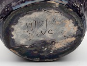 VALERIA CORRELL&nbsp;mauve glazed hand-built pottery vase with pansy&nbsp;decoration, incised "V. C., 17/5/18", 13cm high, 19cm wide - 3
